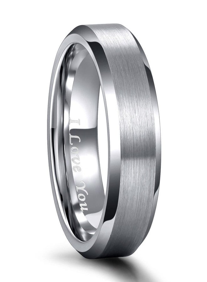 Greenpod 8MM Tungsten Carbide Engagement Rings for Men Engraved I Love You Beveled Edges Polish Wedding Band Women Comfort Fit Size 8 - Image 1